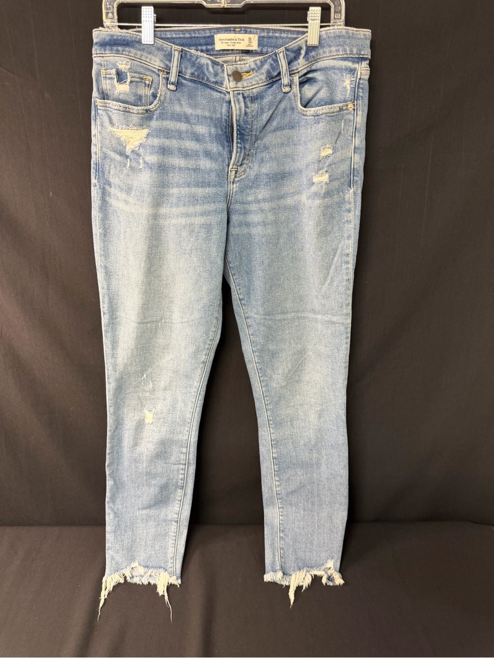 Abercrombie & Fitch Super Skinny Ankle Jeans Women’s 30 10R Mid Rise Distressed